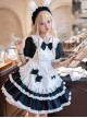Cute Doll Collar Lace Apron Bibs Bowknot Sweet Classic Lolita Maid Puff Sleeves Dress
