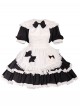 Cute Doll Collar Lace Apron Bibs Bowknot Sweet Classic Lolita Maid Puff Sleeves Dress