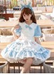 Cute Doll Collar Lace Apron Bibs Bowknot Sweet Classic Lolita Maid Puff Sleeves Dress