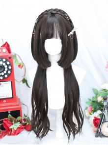 Dark Brown Sweet Lolita Cute Bangs Japanese Style Princess Cut Jellyfish Head Wig