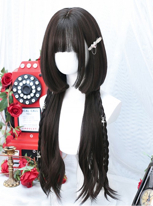 Dark Brown Sweet Lolita Cute Bangs Japanese Style Princess Cut Jellyfish Head Wig