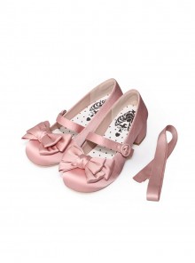 Sissi Series Sweet Lolita Round Toe Grace Ballet Style Satin Bowknot Ribbon Mary Jane Shoes