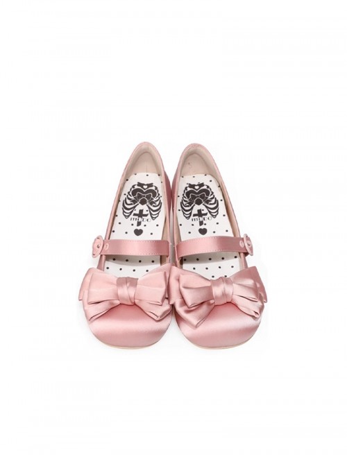 Sissi Series Sweet Lolita Round Toe Grace Ballet Style Satin Bowknot Ribbon Mary Jane Shoes
