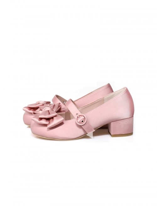 Sissi Series Sweet Lolita Round Toe Grace Ballet Style Satin Bowknot Ribbon Mary Jane Shoes
