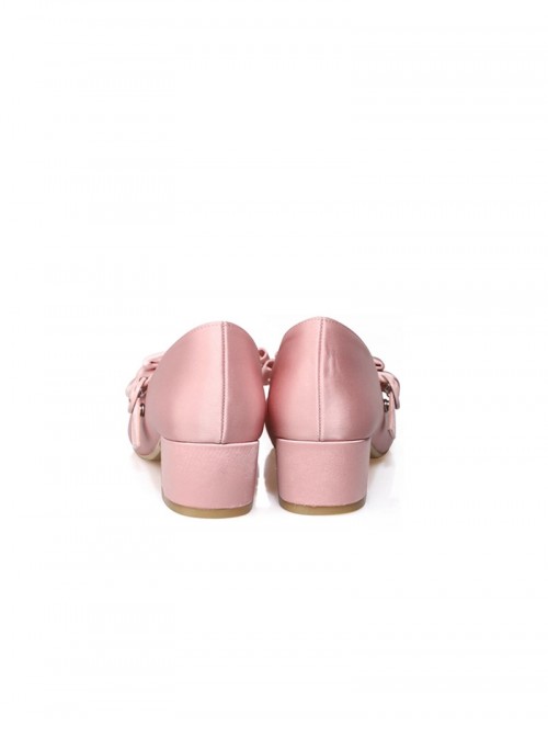 Sissi Series Sweet Lolita Round Toe Grace Ballet Style Satin Bowknot Ribbon Mary Jane Shoes