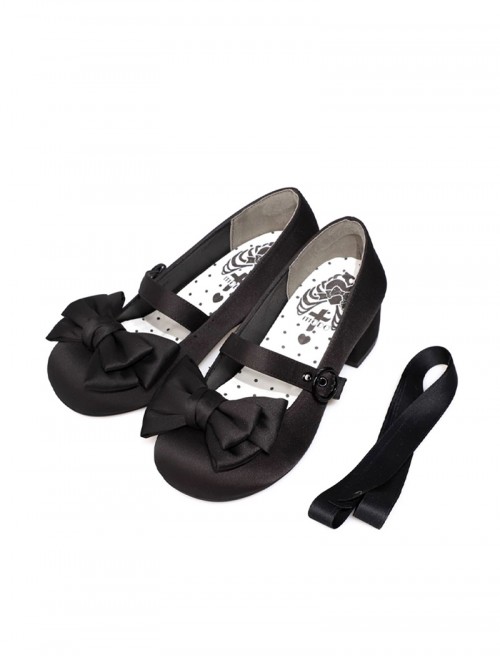 Sissi Series Sweet Lolita Round Toe Grace Ballet Style Satin Bowknot Ribbon Mary Jane Shoes