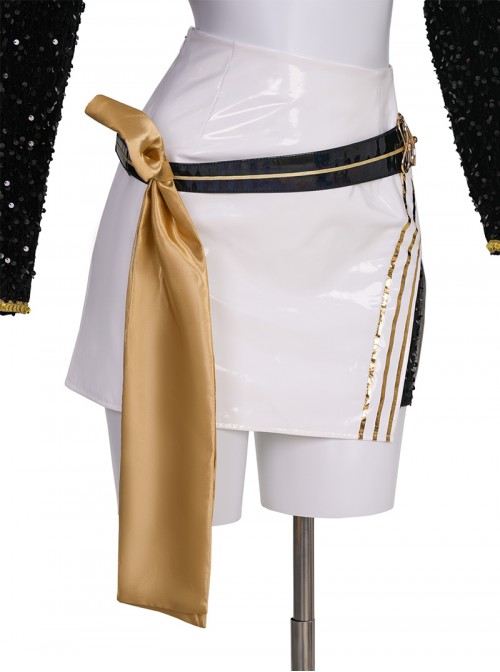 Animated Movie KPop Demon Hunters Halloween Cosplay Mira Golden Black Performance Outfit Costume Set Without Shoes