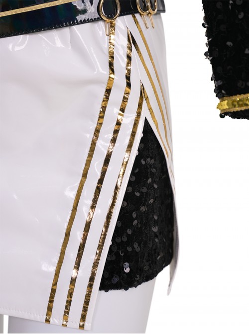 Animated Movie KPop Demon Hunters Halloween Cosplay Mira Golden Black Performance Outfit Costume Set Without Shoes