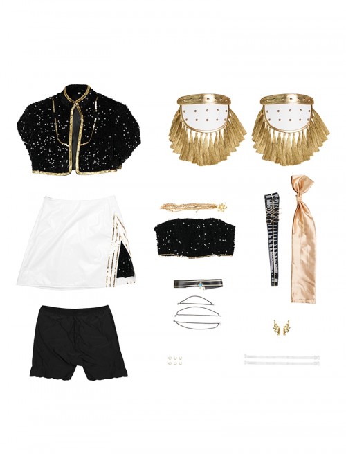 Animated Movie KPop Demon Hunters Halloween Cosplay Mira Golden Black Performance Outfit Costume Set Without Shoes