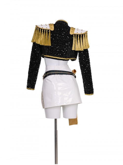 Animated Movie KPop Demon Hunters Halloween Cosplay Mira Golden Black Performance Outfit Costume Set Without Shoes