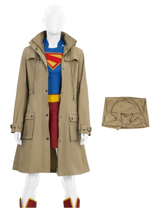 Movie Superman Legacy Halloween Cosplay Supergirl Costume Coat