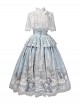 Snow Country Dream Series Light Blue Daily Lace Cape Elegant Gorgeous Castle Cloud Print Cross Decorated Classic Lolita Suspender Skirt Set
