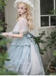 Snow Country Dream Series Light Blue Daily Lace Cape Elegant Gorgeous Castle Cloud Print Cross Decorated Classic Lolita Suspender Skirt Set