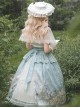 Snow Country Dream Series Light Blue Daily Lace Cape Elegant Gorgeous Castle Cloud Print Cross Decorated Classic Lolita Suspender Skirt Set