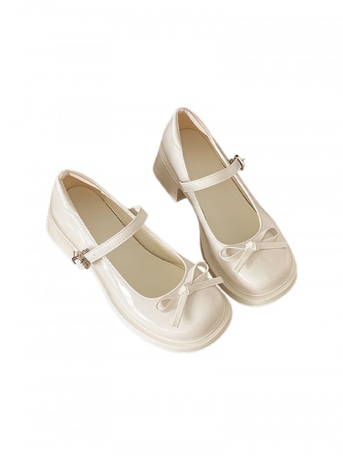 French Style Sweet Lolita Bowknot Decoration Elegant Round Toe Mary Jane Sweet Lolita High Heels
