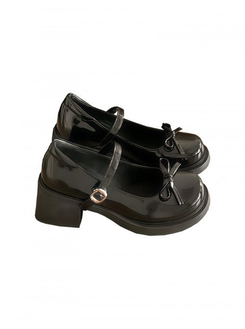 French Style Sweet Lolita Bowknot Decoration Elegant Round Toe Mary Jane Sweet Lolita High Heels
