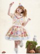 Pulling Carrots Series Yellow Cute Fairytale Forest Animal Print Bowknot Decoration Lace Fluffy Hem Sweet Lolita Short Sleeve Dress