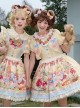 Pulling Carrots Series Yellow Cute Fairytale Forest Animal Print Bowknot Decoration Lace Fluffy Hem Sweet Lolita Short Sleeve Dress