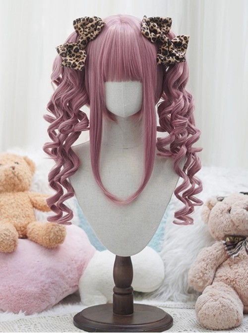 Vintage Sweetheart Series Sweet Lolita Japanese Style Daily Air Bangs Tiger Mouth Clip Spring Curl Double Ponytail Wig