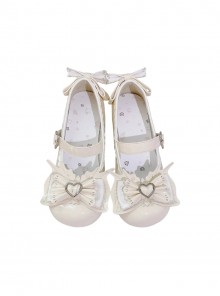 Fudie Girls Series Comfortable Low Heel Round Toe Three Layer Bowknot Decoration Heart Shaped Metal Buckle Sweet Lolita Mary Jane Shoes