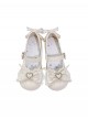Fudie Girls Series Comfortable Low Heel Round Toe Three Layer Bowknot Decoration Heart Shaped Metal Buckle Sweet Lolita Mary Jane Shoes