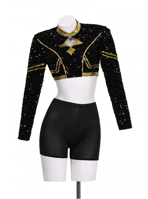 Animated Movie KPop Demon Hunters Halloween Cosplay Zoey Golden Black Performance Outfit Costume Set Without Shoes
