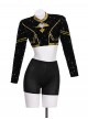 Animated Movie KPop Demon Hunters Halloween Cosplay Zoey Golden Black Performance Outfit Costume Set Without Shoes