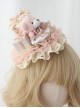 Cute Plush Bear Gift Box Exquisite Lace Bowknot Ribbon Decoration Sweet Lolita Small Hat
