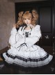Shugo Chara Series Black White Binding Band Lace Choker Decoration Puff Sleeve Spliced Lace Bell Sleeves Gothic Lolita Long Sleeve Dress