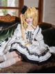 Shugo Chara Series Black White Binding Band Lace Choker Decoration Puff Sleeve Spliced Lace Bell Sleeves Gothic Lolita Long Sleeve Dress