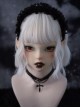 Dark Style Exquisite Handmade Black Bowknot Cross Metal Decoration Gothic Lolita Lace Headband