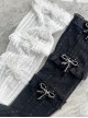 Cute Basic Daily Vertical Striped  Diamond Bowknot Silver Lace Sweet Lolita Calf Socks