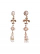 Baroque Style Gorgeous Retro European Golden Metal Pearl Decoration Palace Style Classic Lolita Long Earrings
