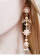 Baroque Style Gorgeous Retro European Golden Metal Pearl Decoration Palace Style Classic Lolita Long Earrings