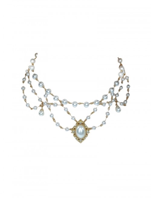Elegant French Style Gorgeous Versatile Handmade Sweet Tea Party Bridal Gemstone Layered Pearl Classic Lolita Necklace
