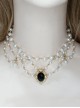 Elegant French Style Gorgeous Versatile Handmade Sweet Tea Party Bridal Gemstone Layered Pearl Classic Lolita Necklace