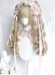 Dolls Convention Series Retro Beige Golden Cute Flat Bangs Long Curly Twin Ponytail Sweet Lolita Wig