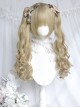 Dolls Convention Series Retro Beige Golden Cute Flat Bangs Long Curly Twin Ponytail Sweet Lolita Wig
