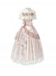 Rose Poem Series Pink Exquisite Three Dimensional Flower Bow Pearl Decoration Retro Print Light Lace Classic Lolita Dress Set