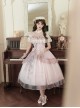 Rose Poem Series Pink Exquisite Three Dimensional Flower Bow Pearl Decoration Retro Print Light Lace Classic Lolita Dress Set