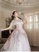 Rose Poem Series Pink Exquisite Three Dimensional Flower Bow Pearl Decoration Retro Print Light Lace Classic Lolita Dress Set