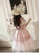 Rose Poem Series Pink Exquisite Three Dimensional Flower Bow Pearl Decoration Retro Print Light Lace Classic Lolita Dress Set