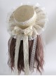 Elegant Daily Beige Forest Style Long Ribbon Lace Bowknot Classic Lolita Straw Sun Hat