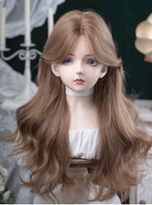 Sugar Flower Series Gentle Temperament Fluffy Light Brown Honey Tea Color Forehead Lace Curls Sweet Lolita Long Curly Wig