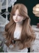 Sugar Flower Series Gentle Temperament Fluffy Light Brown Honey Tea Color Forehead Lace Curls Sweet Lolita Long Curly Wig