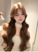 Sugar Flower Series Gentle Temperament Fluffy Light Brown Honey Tea Color Forehead Lace Curls Sweet Lolita Long Curly Wig