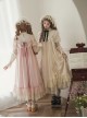Glass Flower House Series Elegant Rose Embroidered V Shaped Splicing Covered Button Lace Ruffle Drawstring Hem Classic Lolita Short Sleeve Dress