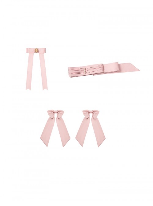 Glass Flower House Series Sweet Lolita Exquisite Versatile Detachable Bowknot Brooch Two Bowknots Ribbon Skirt Decoration Pearl Buckle Belt