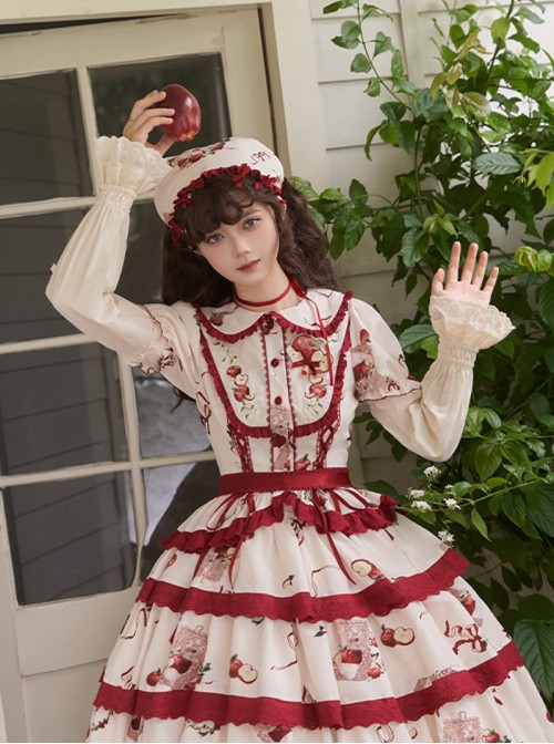 Apple Orchard Series Beige Exquisite Bowknot Decoration Ruffle Design Elastic Cuffs Sweet Lolita Sleeves