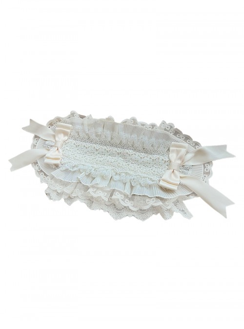 Glass Flower House Series Apricot Exquisite Versatile Layered Lace Trim Bowknot Decoration Classic Lolita Headband